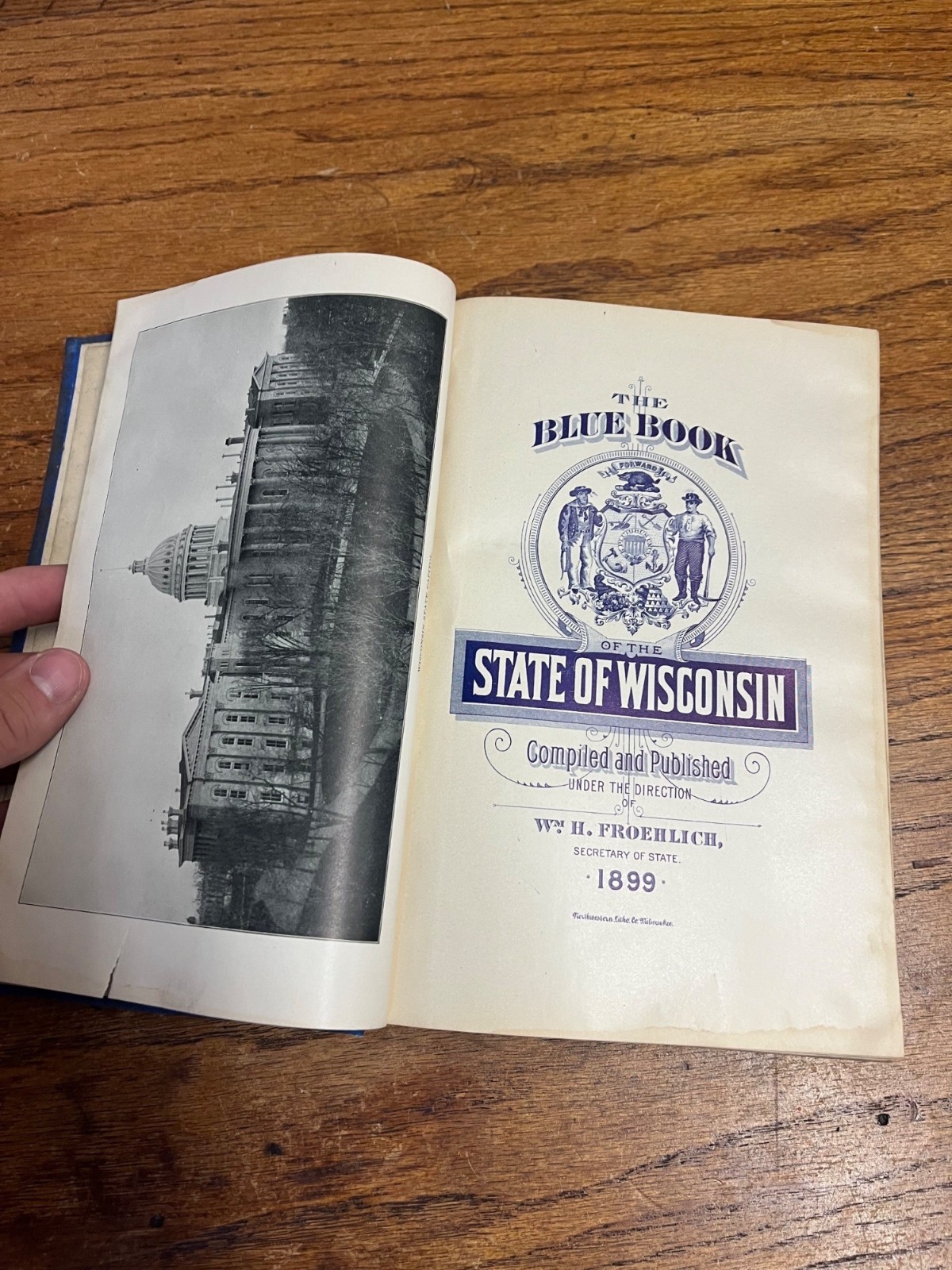 1899 Wisconsin Blue Book Hardcover Book Antique Vintage Diagram Senate and Assem