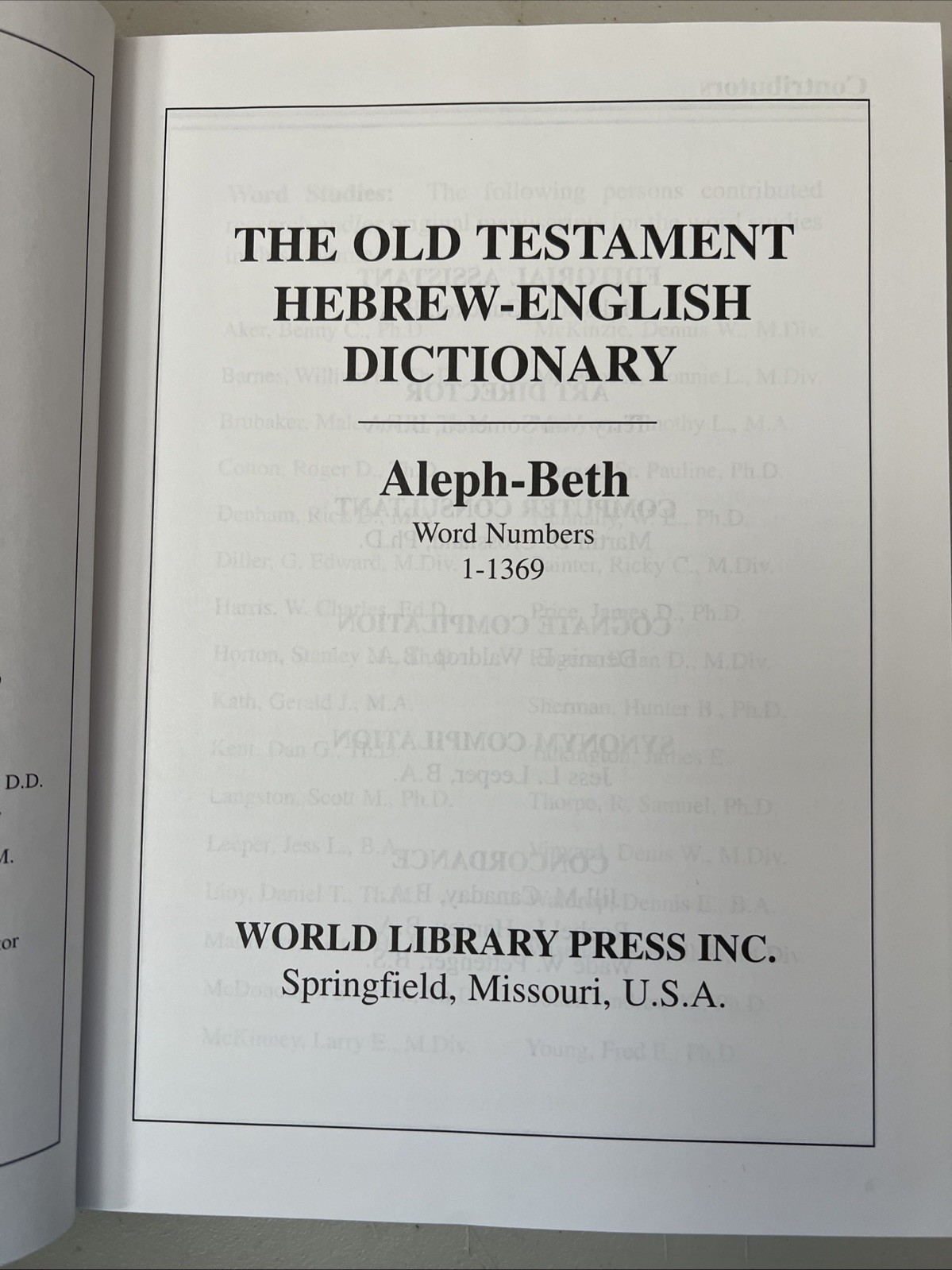 The Complete Biblical Library Hebrew – English Dictionary Aleph-Beth 1-1369