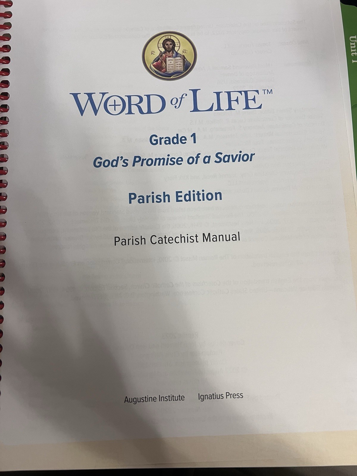 Augustine Institute-Ignatius Press,Word Of Live, Parish Catechist Manual,Grade 1