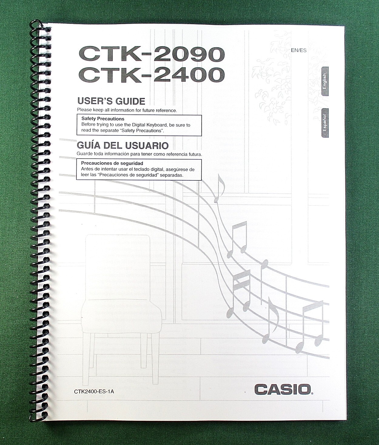 Casio CTK-2090 CTK-2400 Instruction Manual: 47 Pages Coil Bound & Clear Covers!