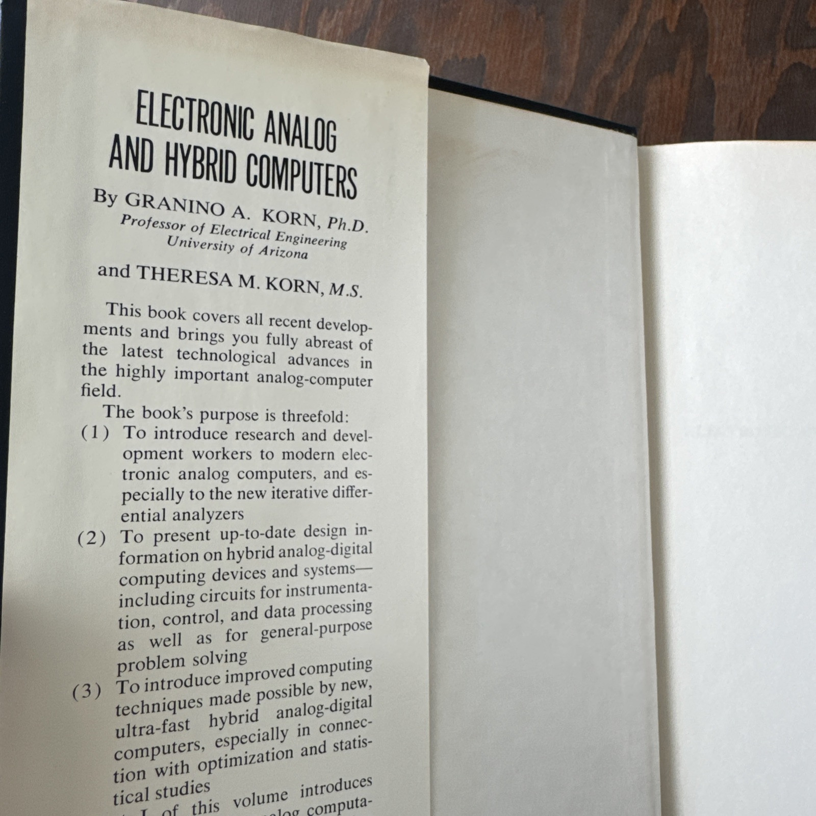 Electronic Analog and Hybrid Computers by Granino & Theresa Korn 1964 HC w/DJ