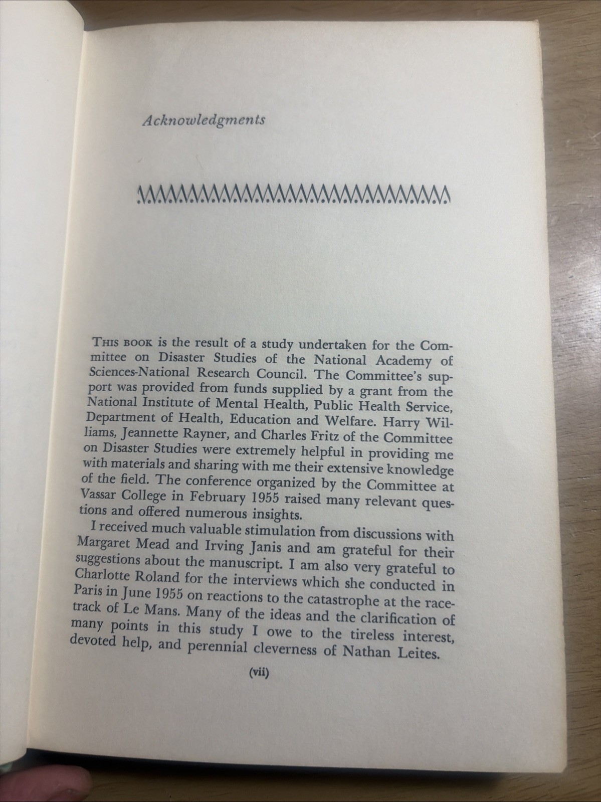 Disaster A Psychological Essay Martha Wolfenstein 1957 1st Edition Ex-lib VG