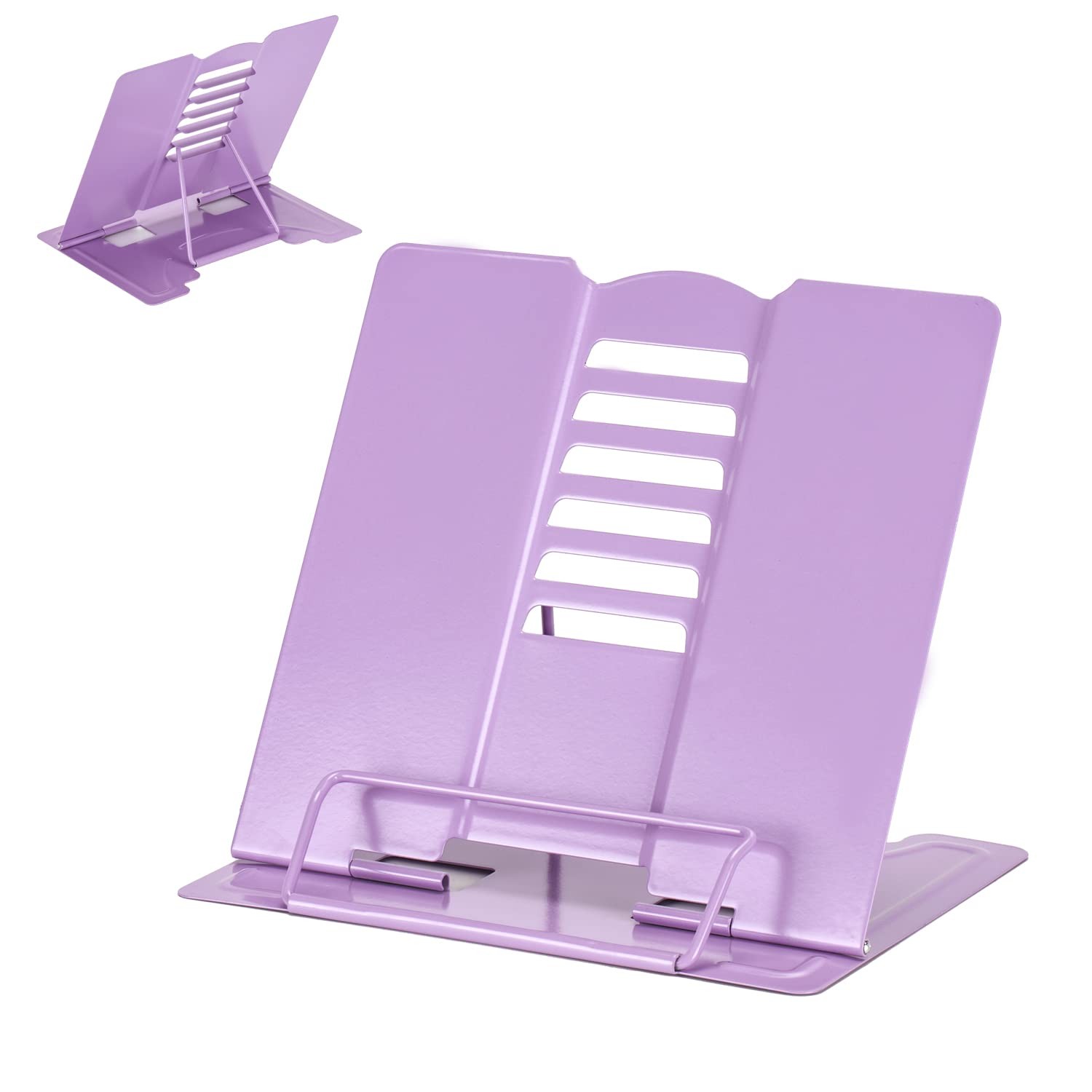 Metal Book Stand Adjustable 8.8D x 7.9W x 0.75H inches, Full Purple