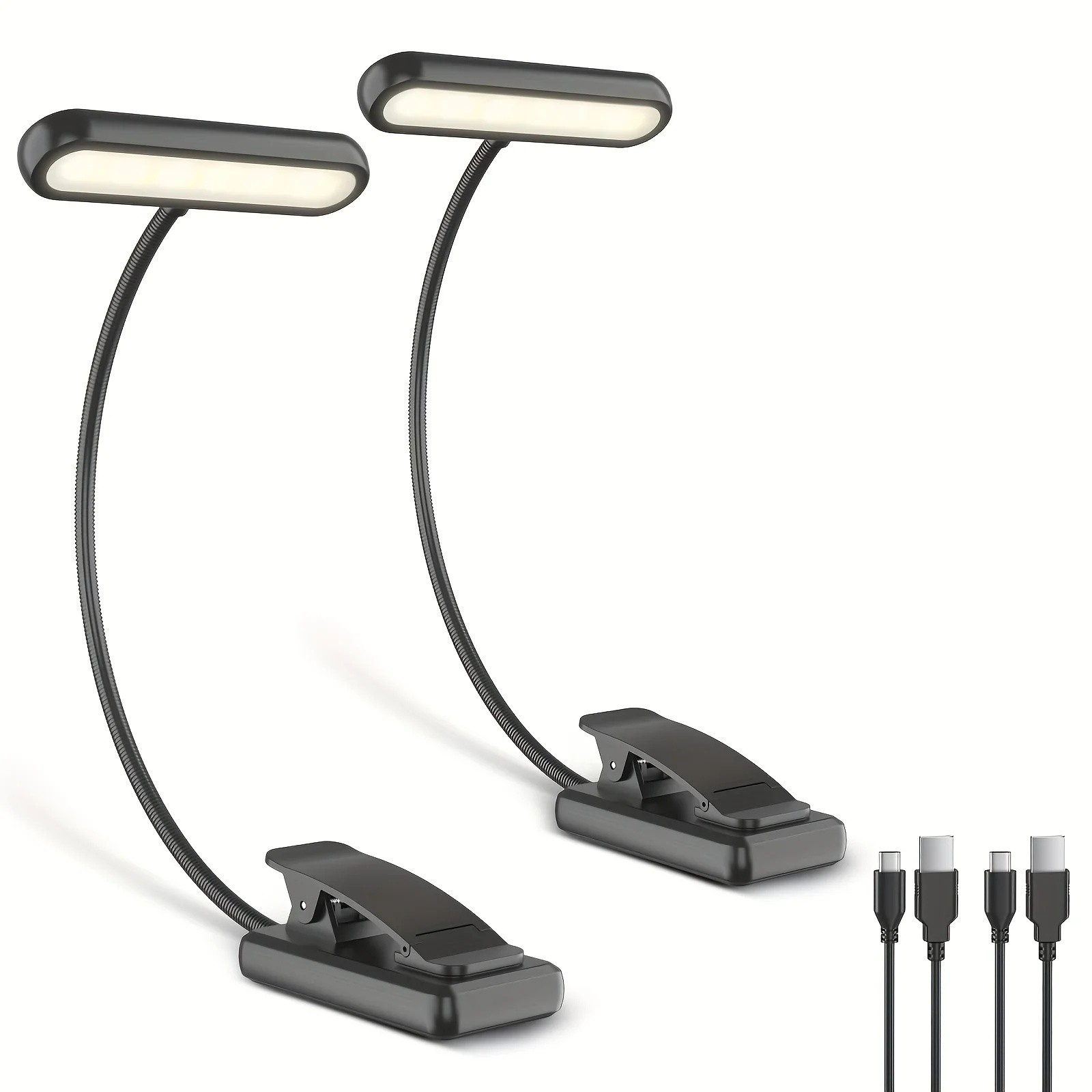 USB Rechargeable LED Book Light Flexible Clip On Reading Lamp Bed Travel