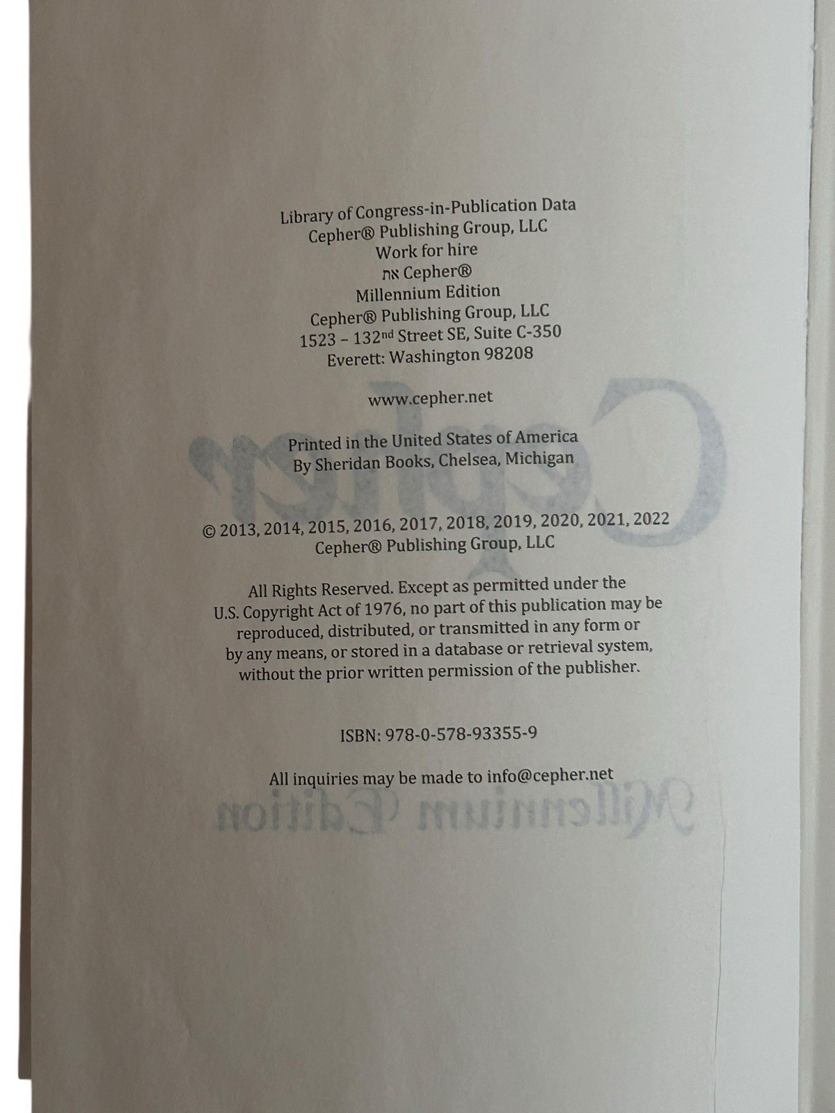 Cepher Bible Millennium Edition Hardcover 2022 Custom Indexed Pristine Condition