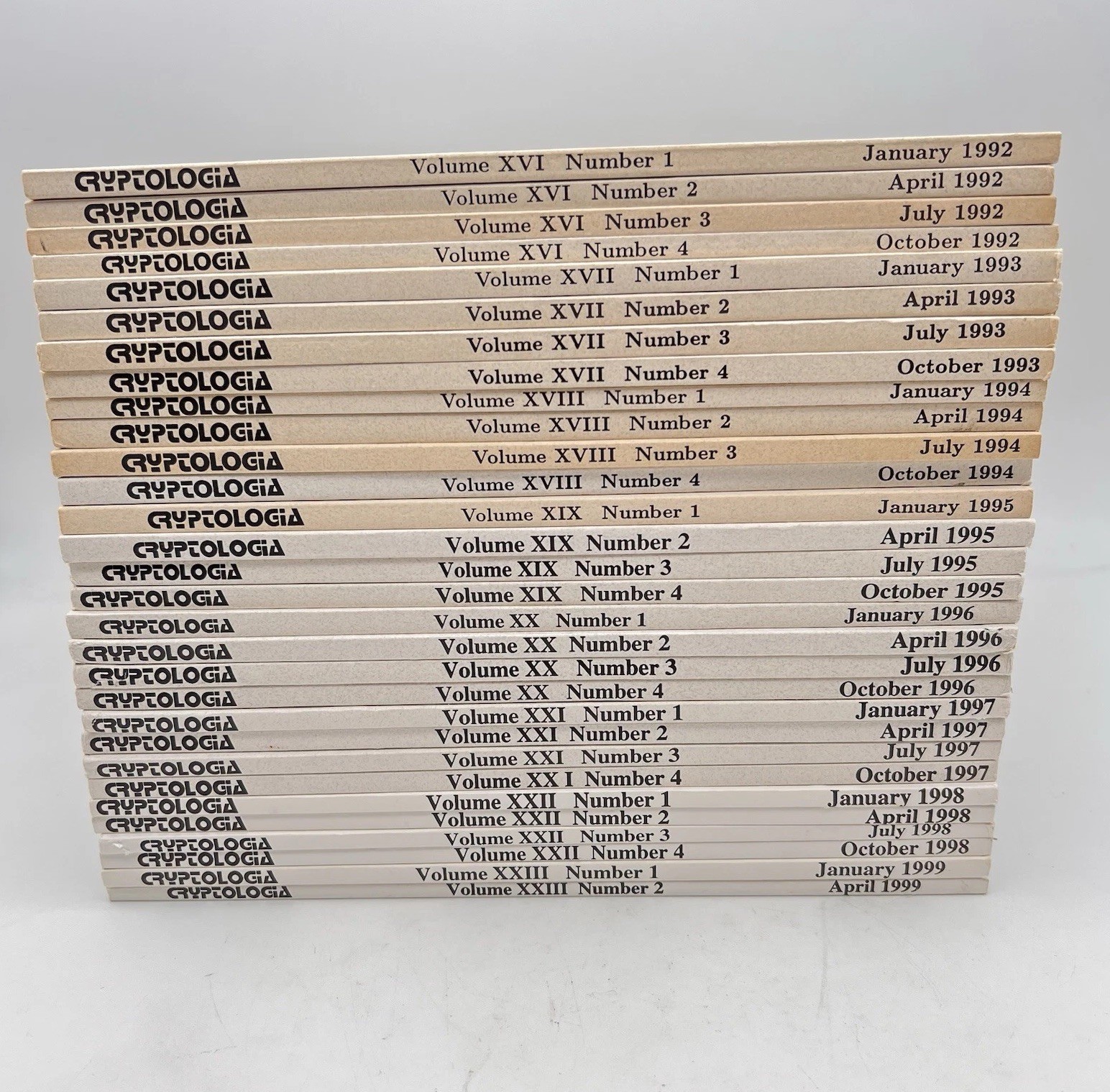 Cryptologia Journal Lot of 30 Issues – Jan 1992 thru Apr 1999 Cryptology Ciphers