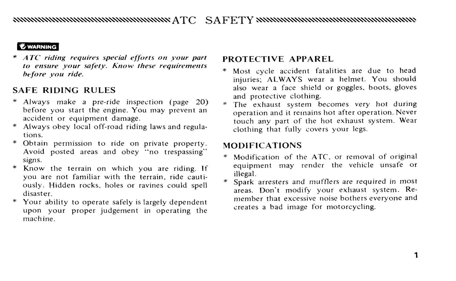 1983 Honda ATC250R Owner’s Manual 63 Pages