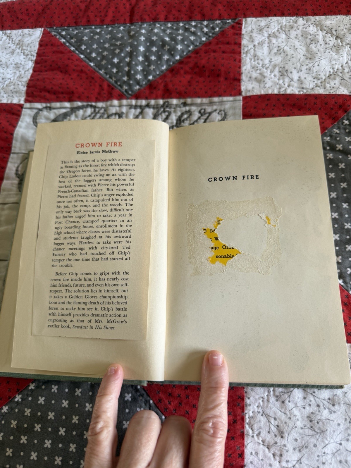 Crown Fire, Eloise Jarvis McGraw, 1951 Hardcover Vintage Children’s Book