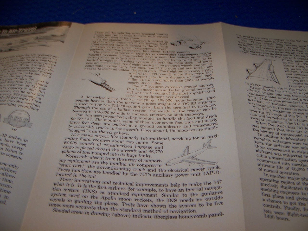 1969 BOEING 747 “WORLD’S LARGEST AIRLINER” 3-PAGE CUTAWAY/DETAILS (364RR)