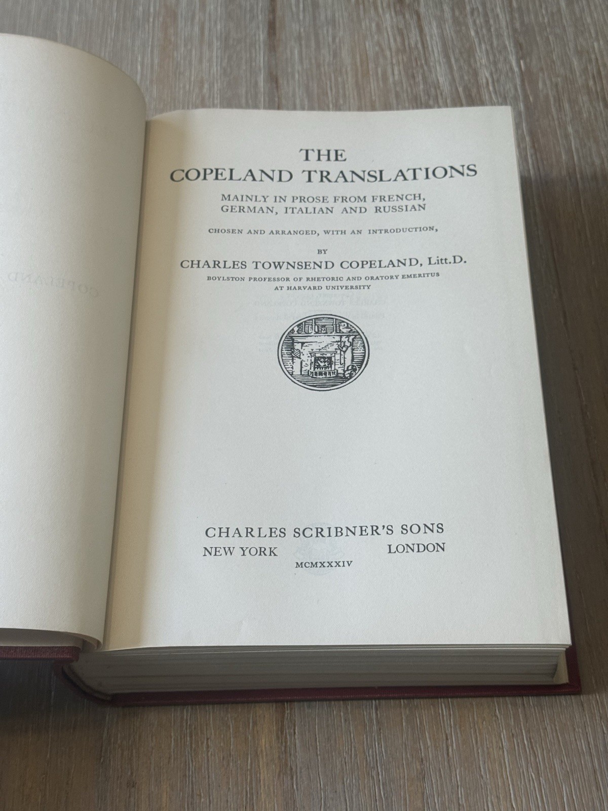 The Copeland Translations by Charles Townsend Copeland 1934 Hardcover