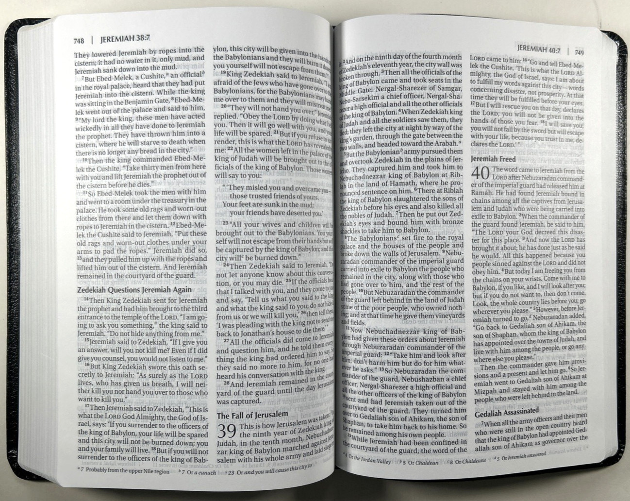 NIV Thinline Bible Large Print Black Top Grain Leather Red Letter New