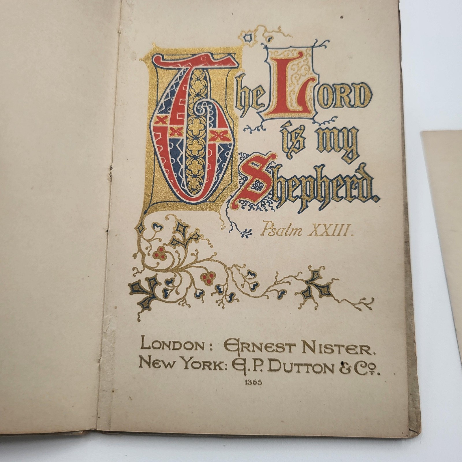 Vintage The Lord Is My Shepherd Psalm 23 Bible Gem HC Nister Dutton Germany