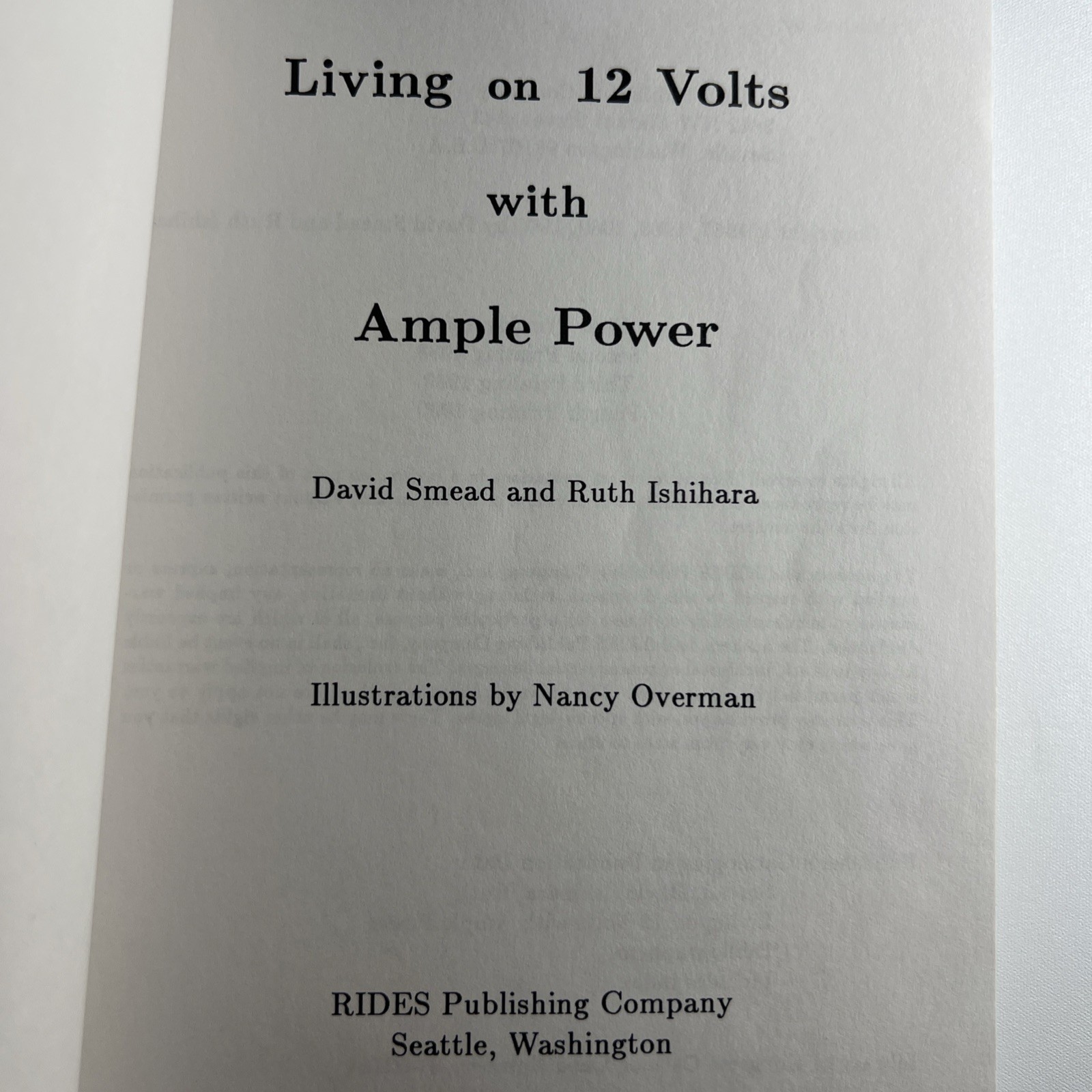 Living on 12 Volts With Ample Power 1990 4th printing David Smead Ruth Ishihara