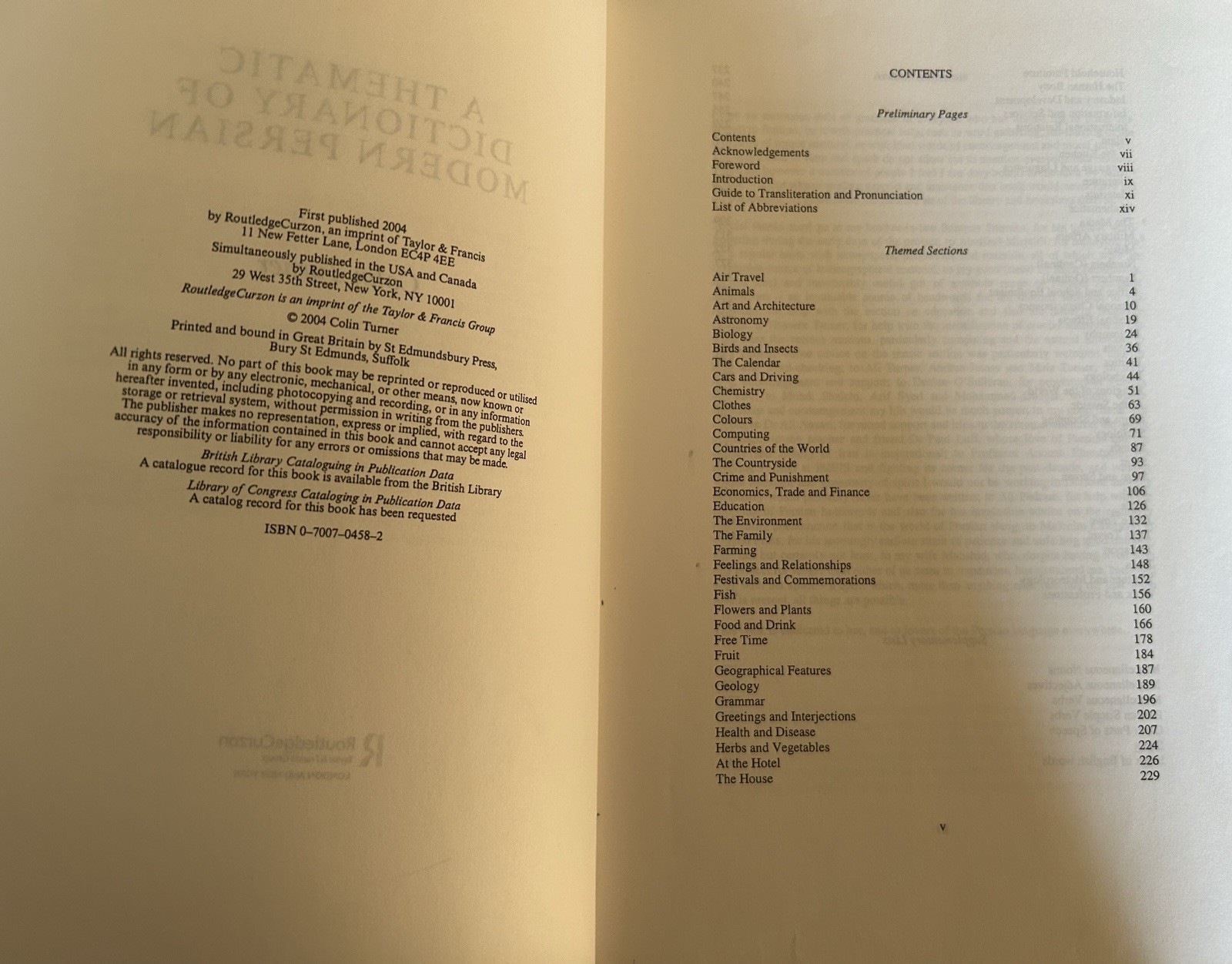 A Thematic Dictionary of Modern Persian, 2004, Colin Turner, 692 pages