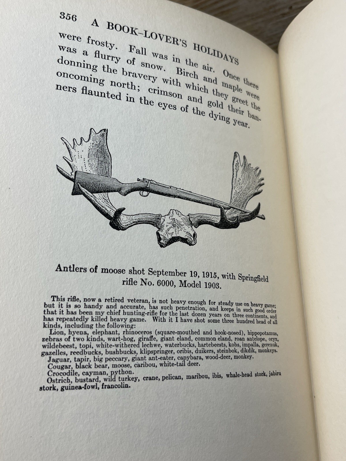 A Book Lovers Holidays in the Open – Ex-Lib Theodore Roosevelt HC Scribners 1916