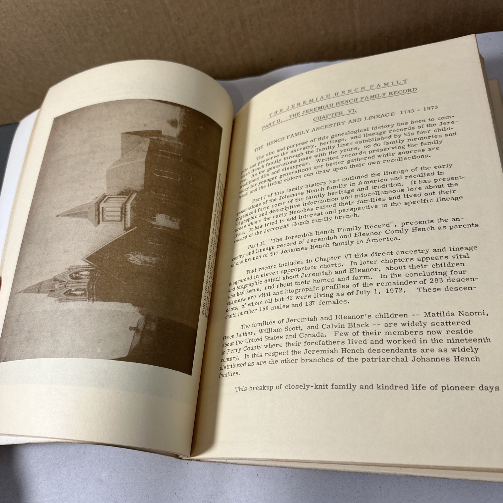 The Jeremiah Hench Family 1972 First Edition Genealogy Book Johannes Fench Rare