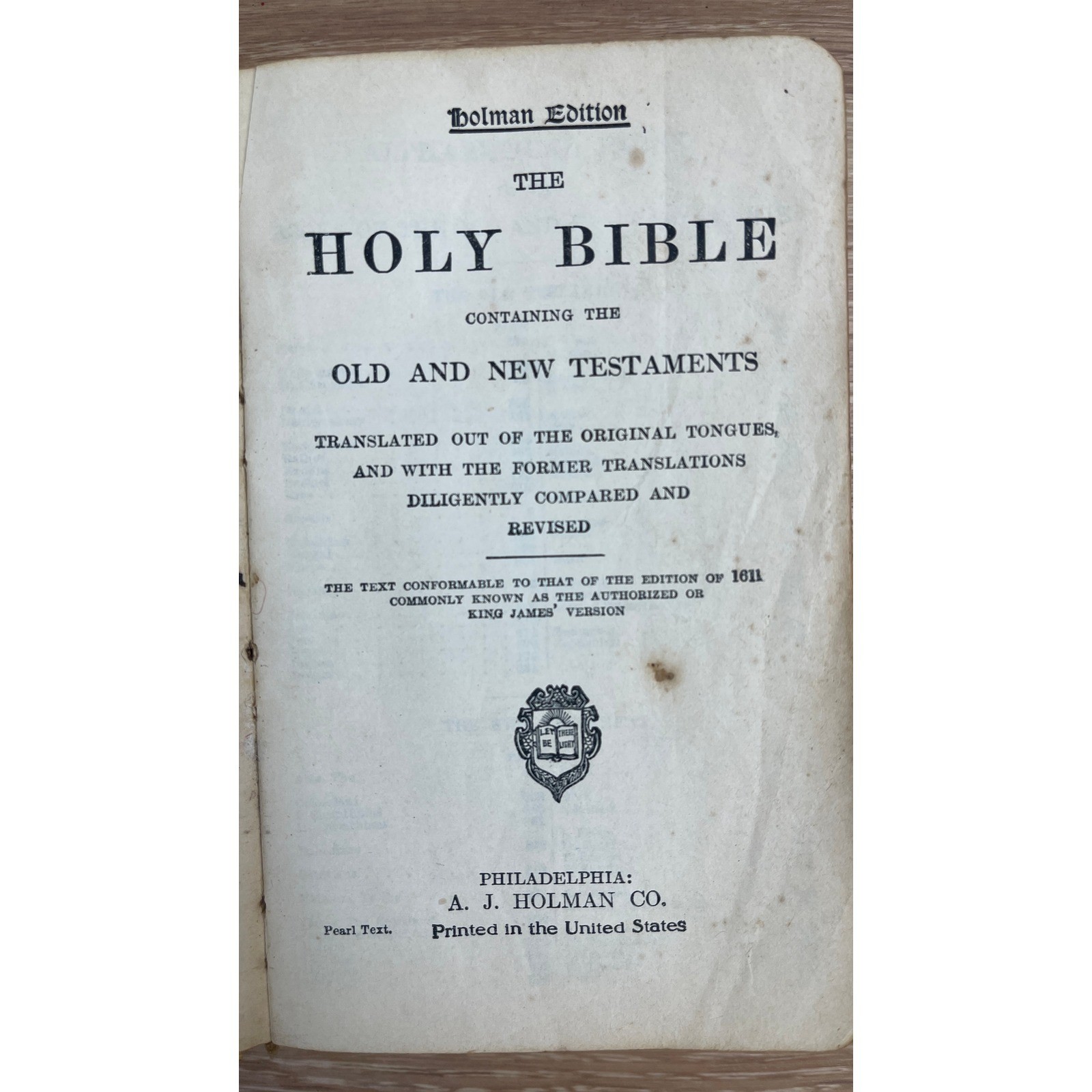 Vintage Holman Edition Holy Bible KJV Gold Cover Pearl Text Personalized Maps