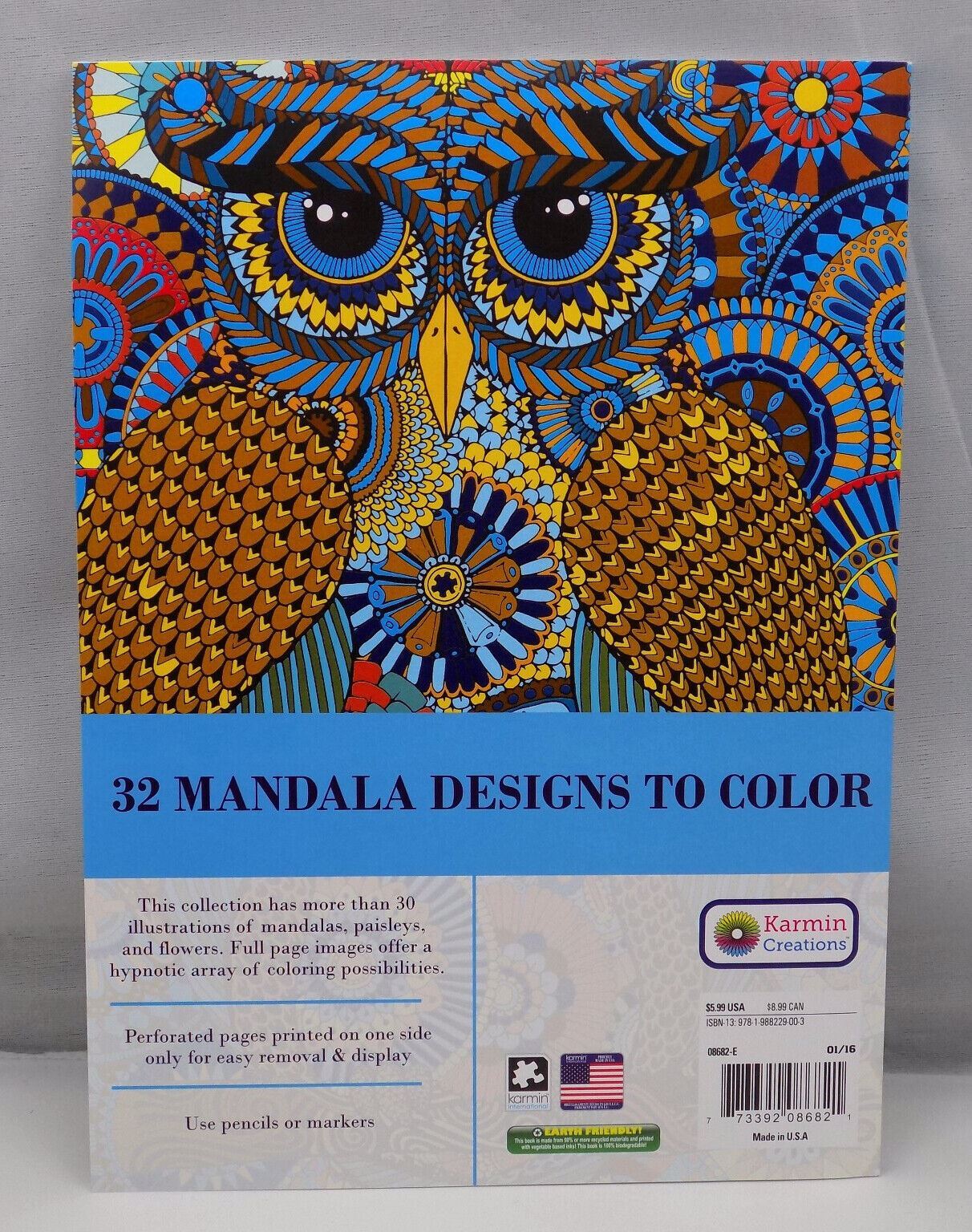 Mandalas Adult Coloring Book Karmin Creations 32 Designs Brand New