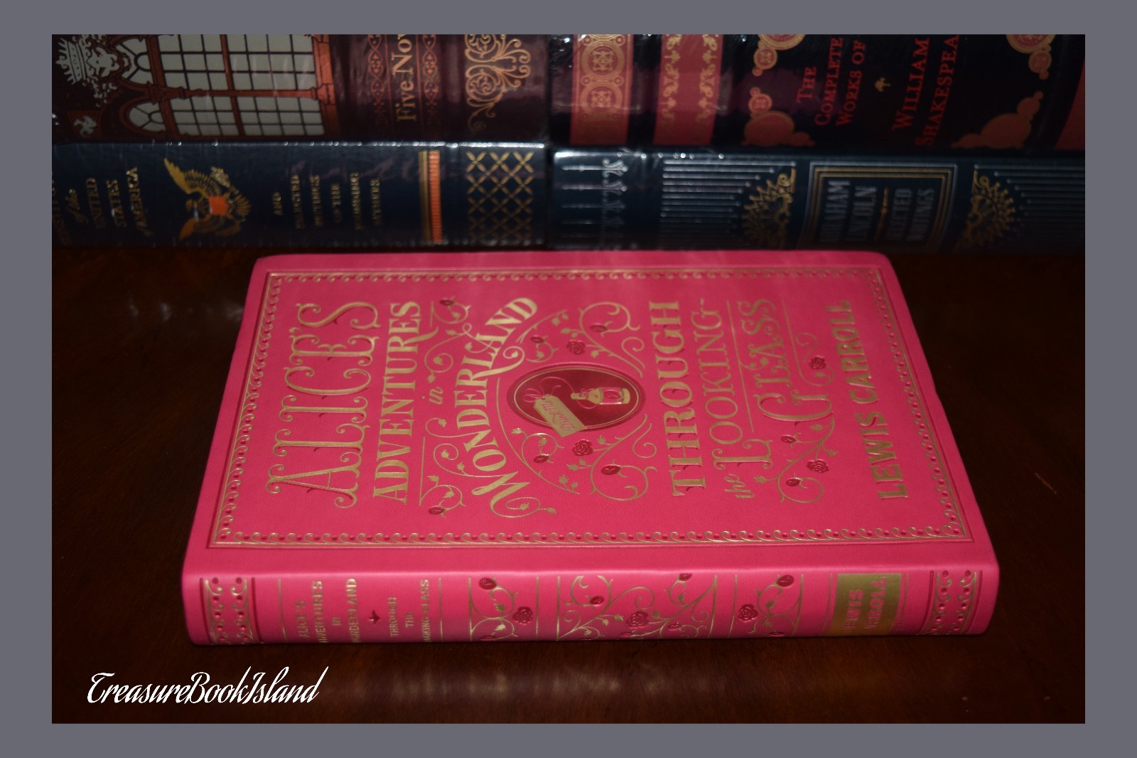 Alice in Wonderland & Through Looking Glass Carroll New Leather Bound Deluxe