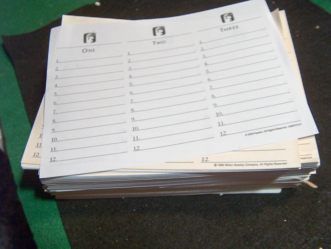Scattergories Refill Lists / Pads 500 LOOSE Single Sheets Scattergories 26oz