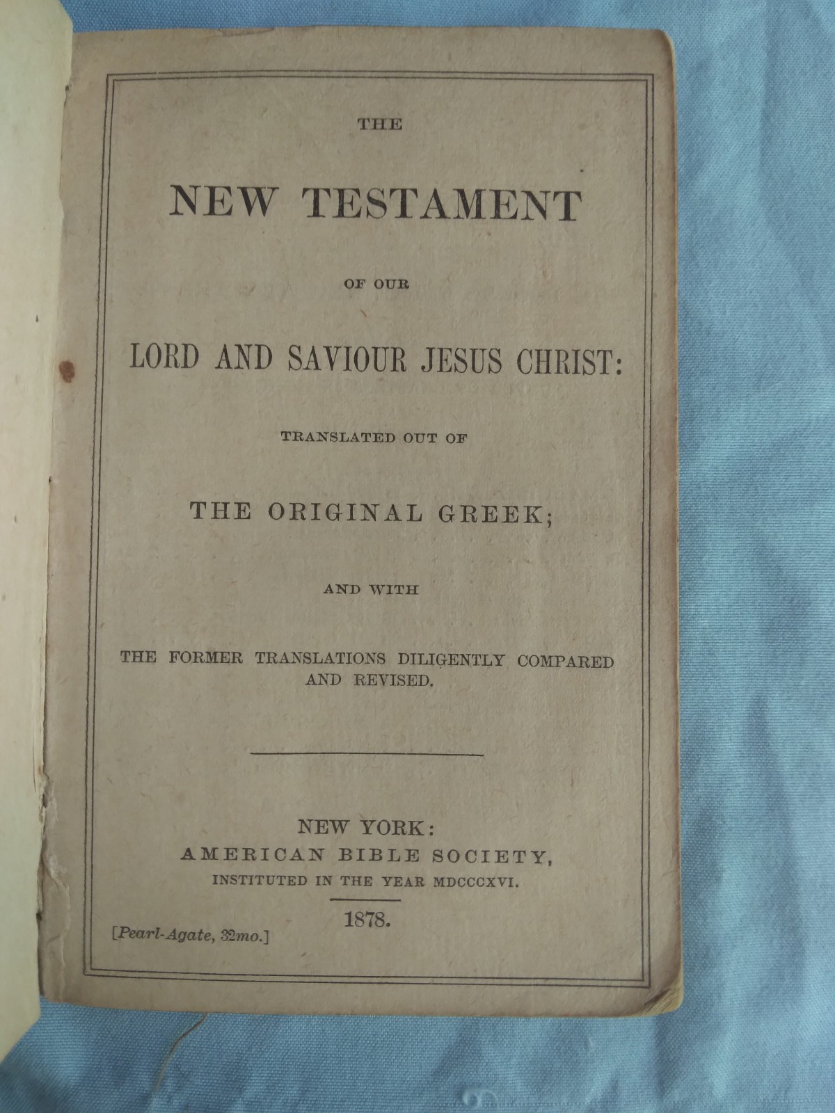 1878 New Testament Bible American Bible Society Christian Shipping Included