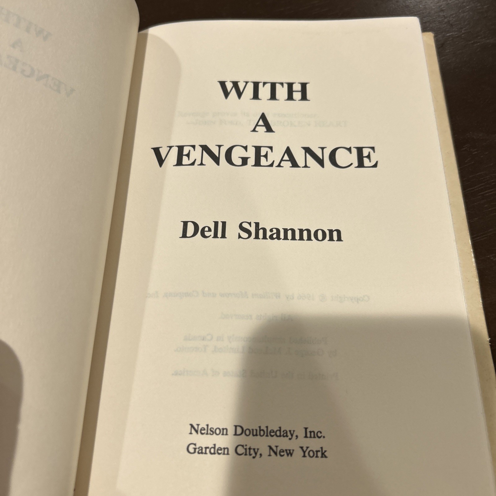 “With A Vengeance” by Dell Shannon (c1966) Hardcover Book Club Edition. #12