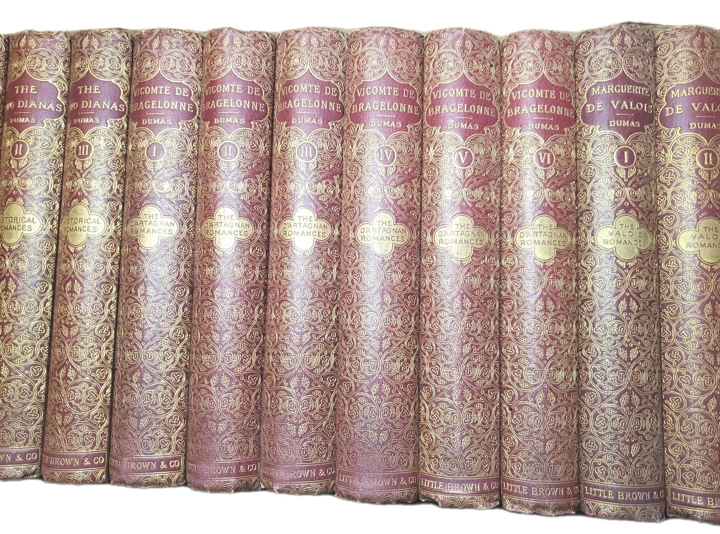 Volume Set Alexandre Dumas Up To 40 Books Fine Binding 1800s Red Gold Beautiful
