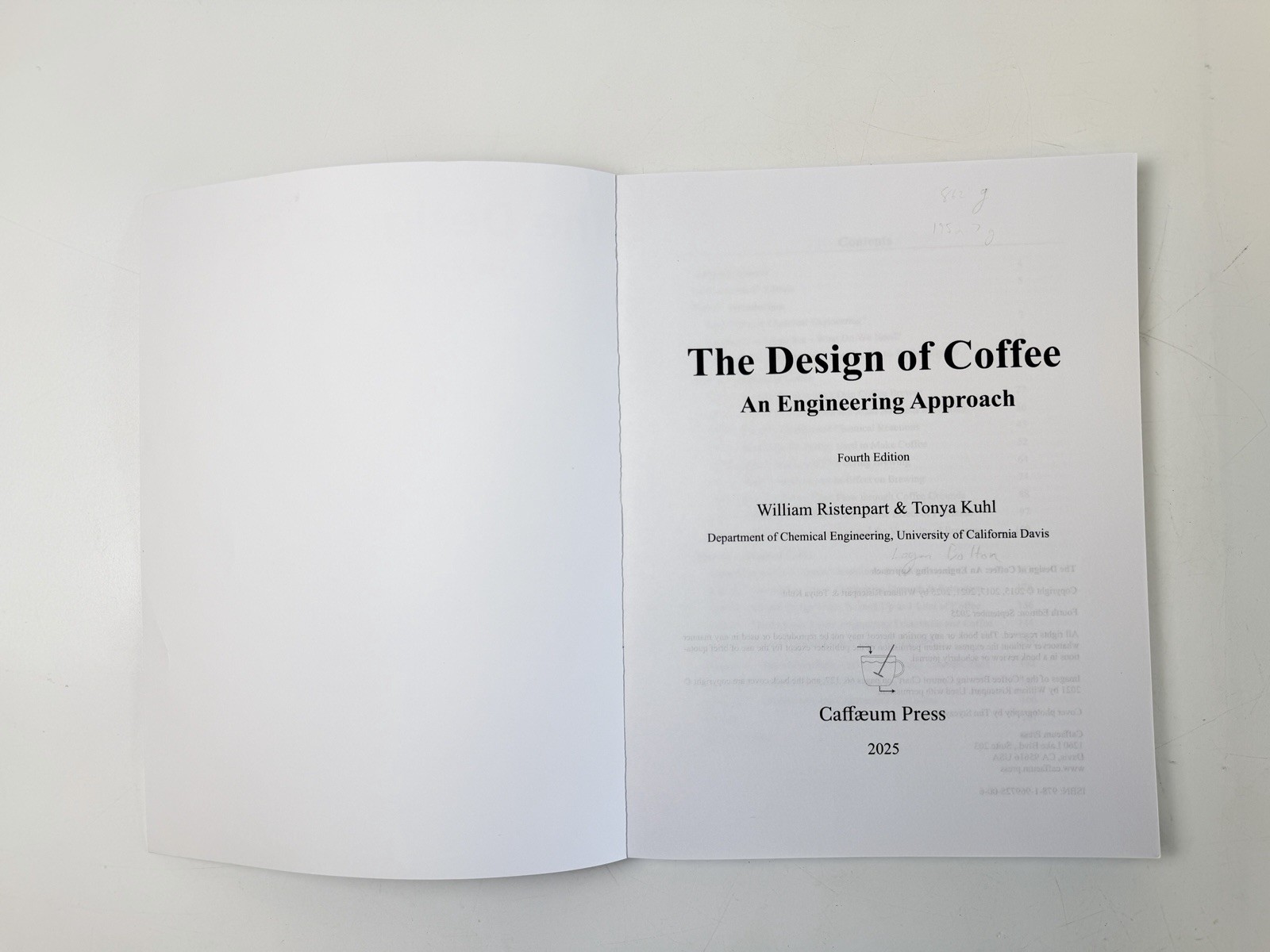 The Design of Coffee An Engineering Approach; 4th Edition; Ristenpart & Kuhl; PB