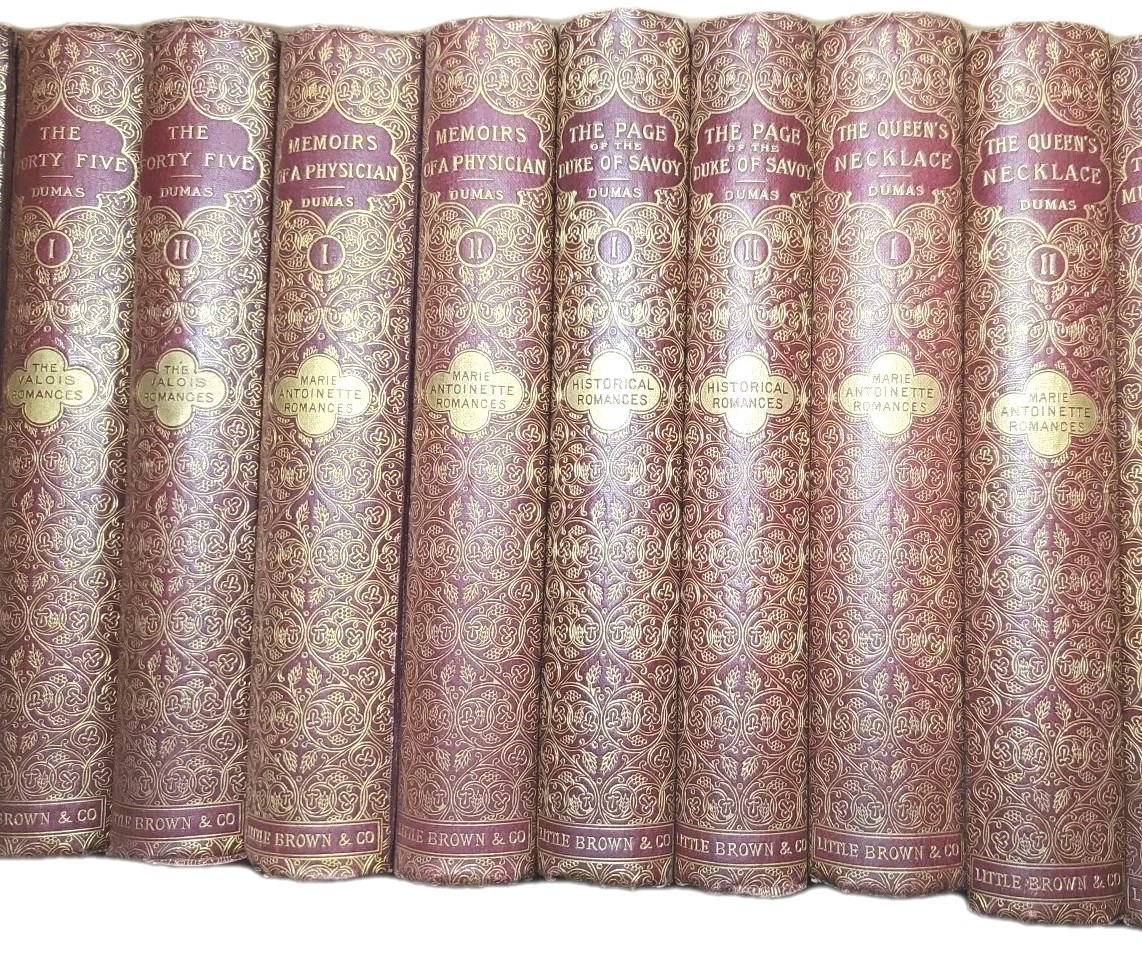 Volume Set Alexandre Dumas Up To 40 Books Fine Binding 1800s Red Gold Beautiful