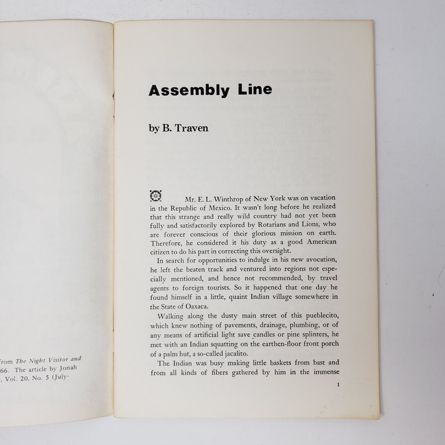 Assembly Line B. Traven Jonah Raskin 1977 New England Free Press Labor