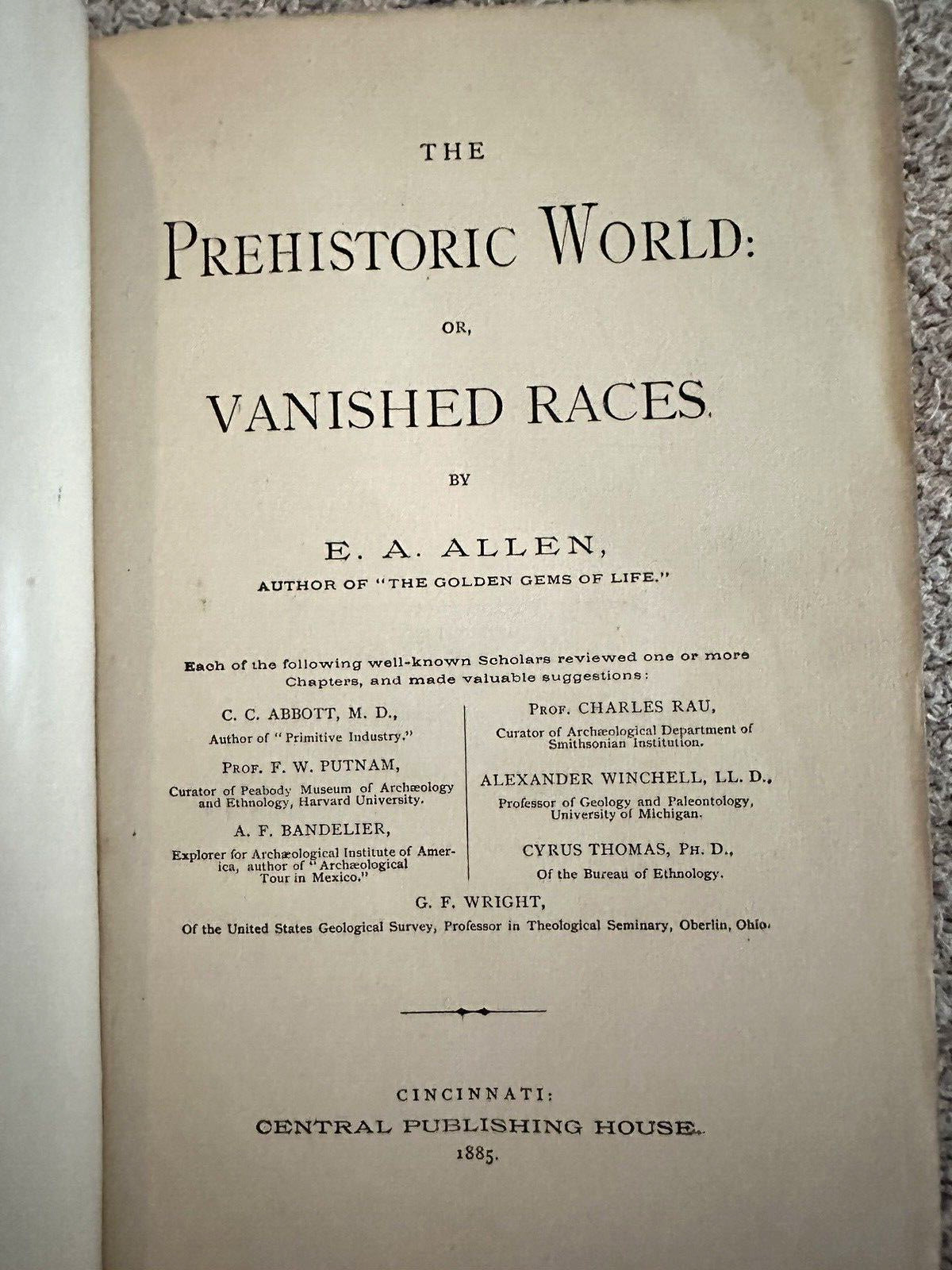 1885, The Prehistoric World: Or, Vanished Races, EA Allen, Profusely Illustrated