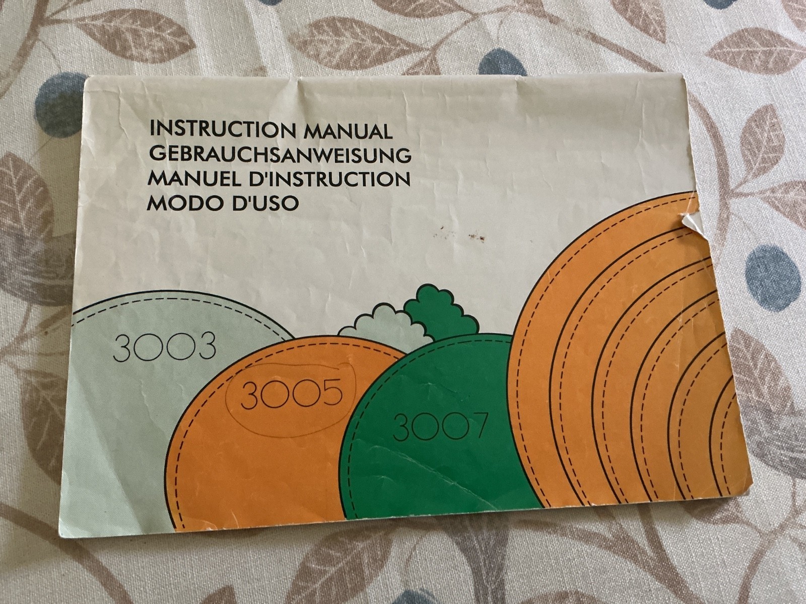 Paperback Manual for Elna Sewing Machines 3003, 3005, 3007, in 4 Languages