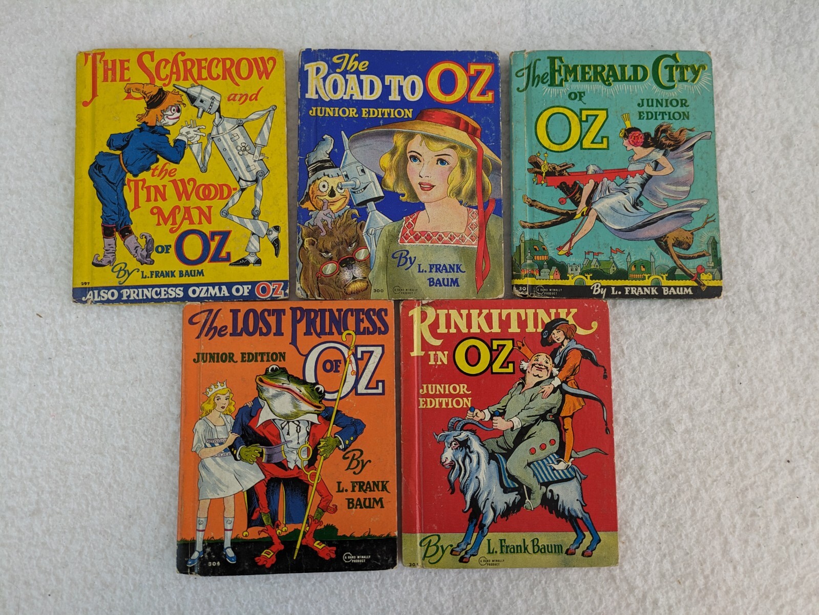 Lot of 5 WIZARD OF OZ JUNIOR EDITIONS L. Frank Baum Rand McNally 1939