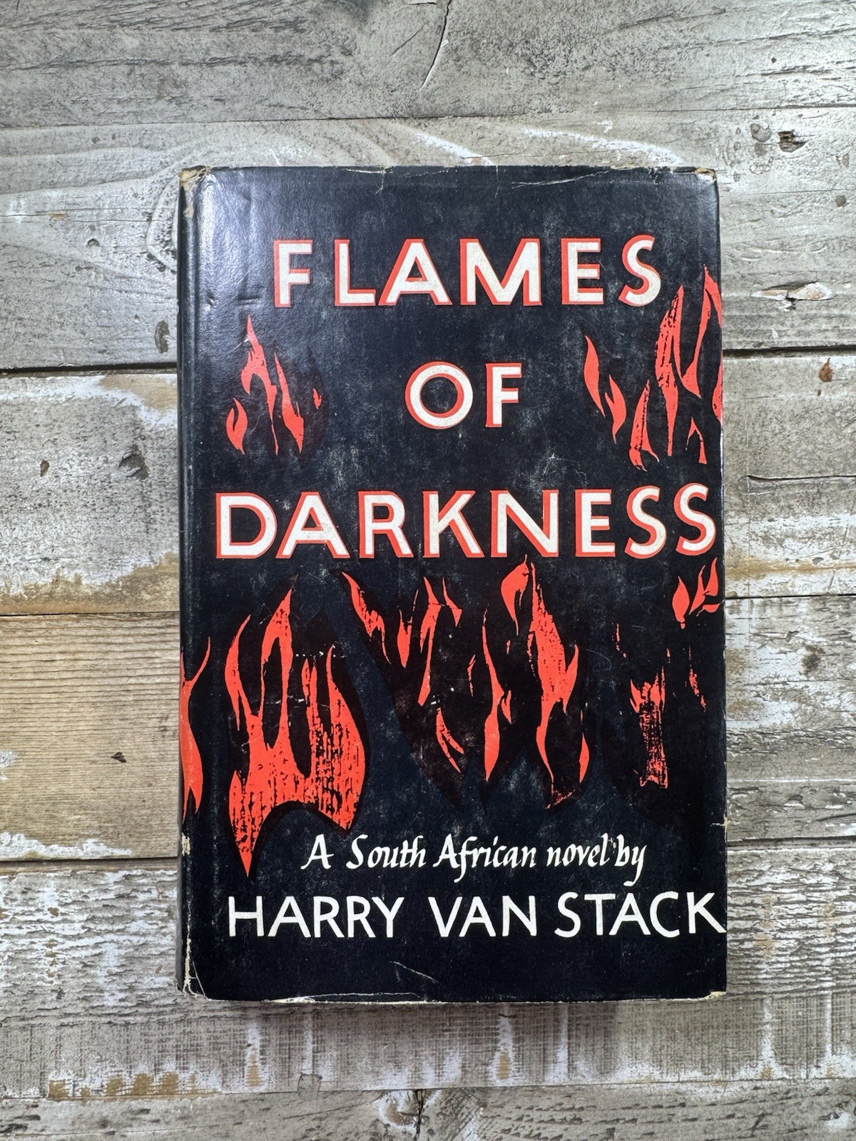 1954 Vintage Novel “Flames of Darkness” Dust Jacket, SIGNED H. Van Stack