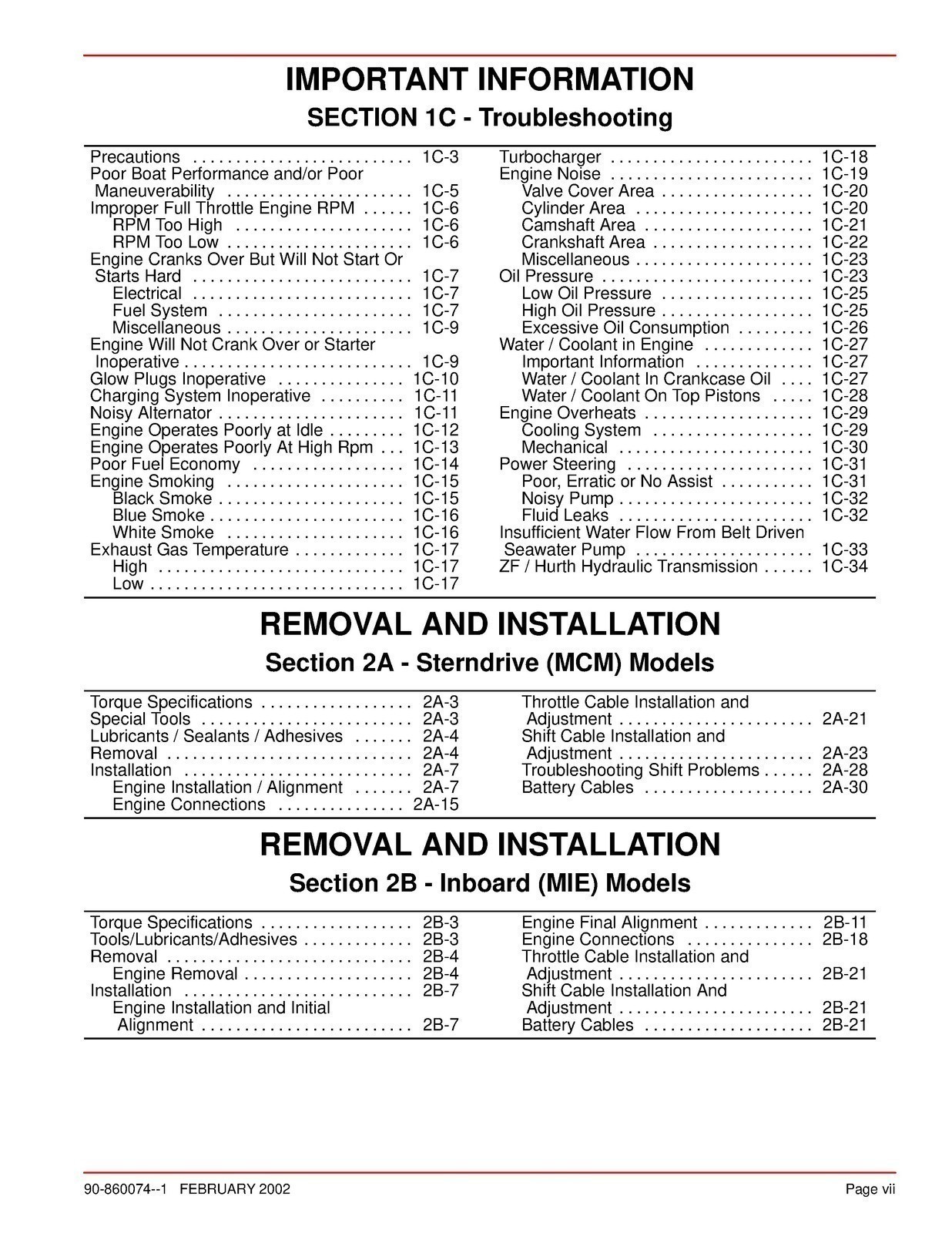 Mercury Mercruiser #22 Service Manual In-Line Diesel D2.8L D4.2L D-Tronic COVERE
