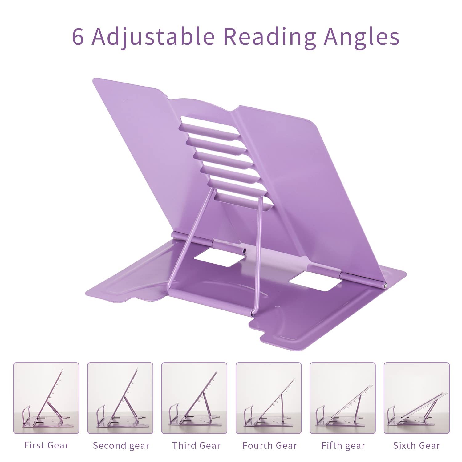 Metal Book Stand Adjustable 8.8D x 7.9W x 0.75H inches, Full Purple