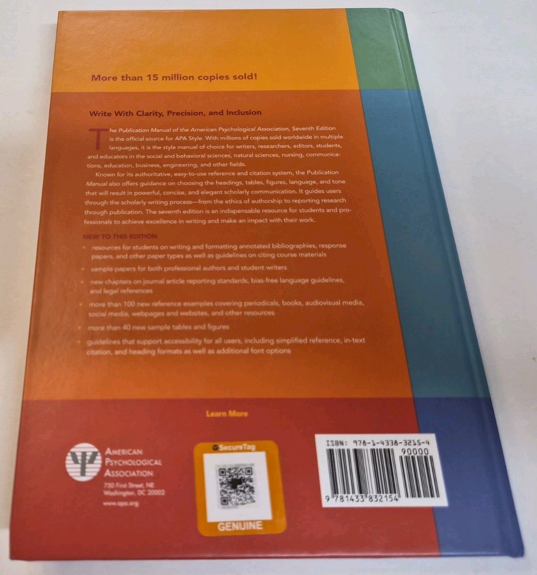 APA Publication Manual 7th Ed Hardcover New Copy
