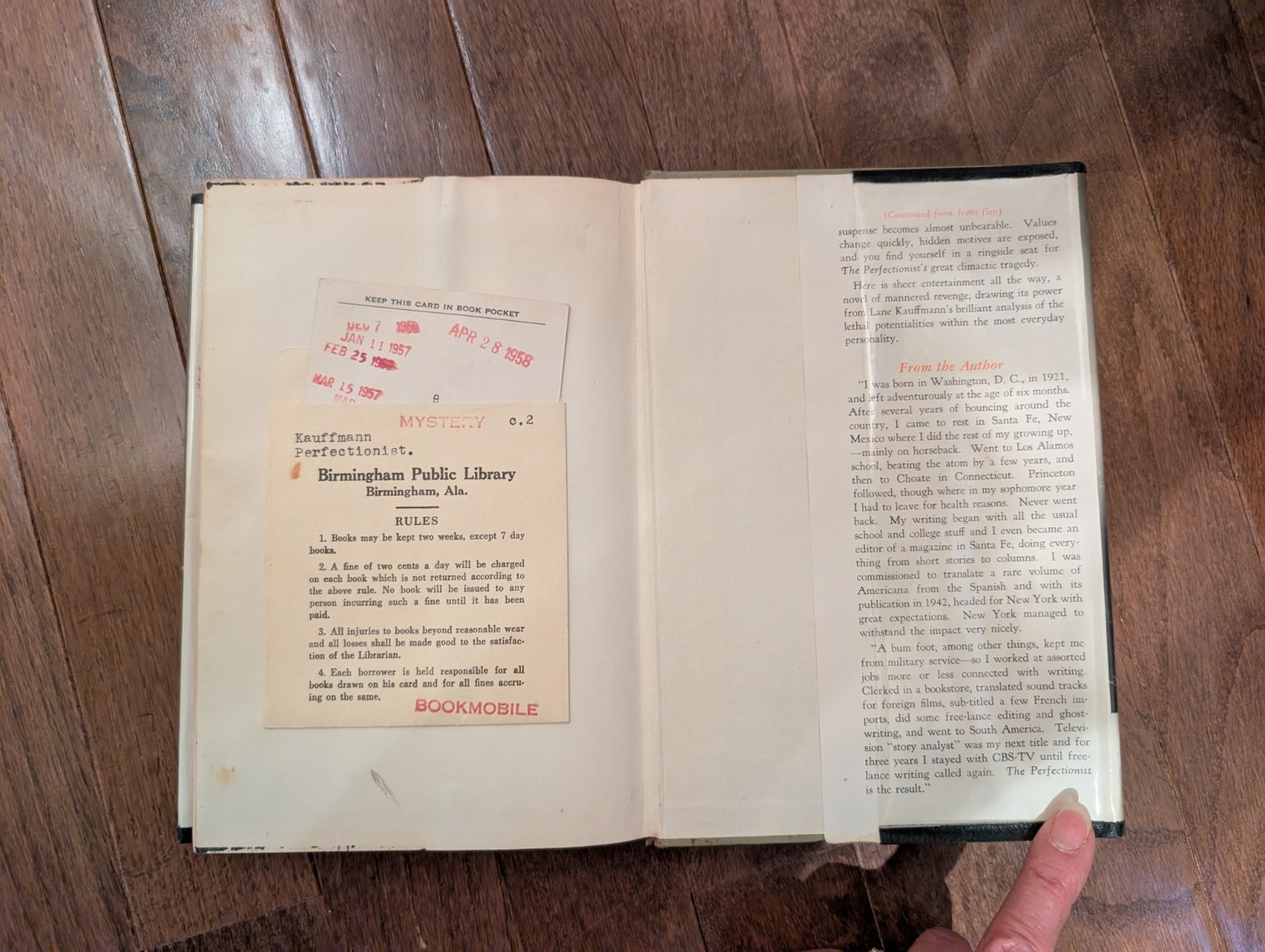 1954 The Perfectionist By Lane Kauffmann First Edition Hardcover Dust Jacket