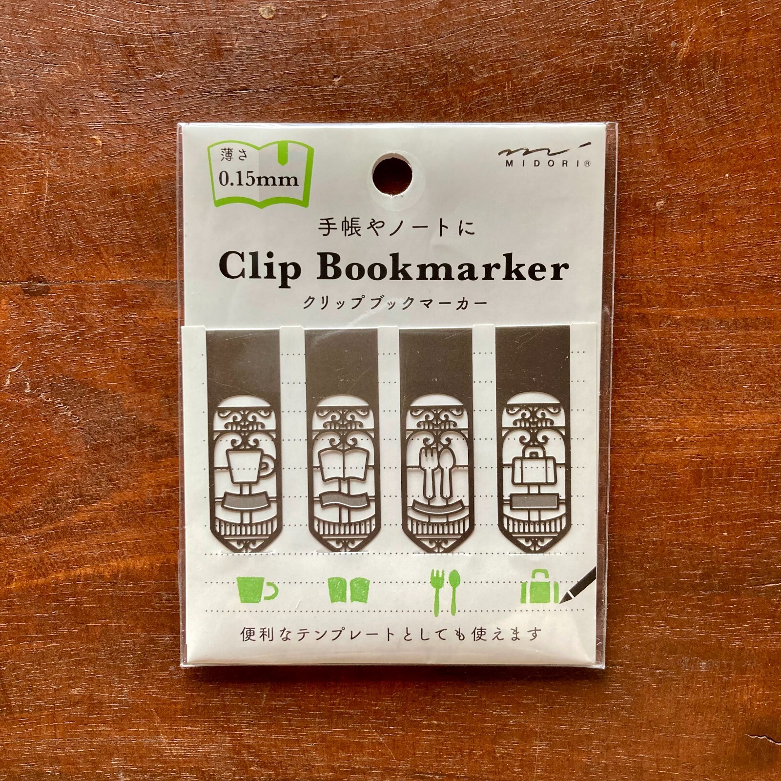 MIDORI Bookmarker Clip Life Pattern Template 4pcs Stainless steel 1.6×0.5in