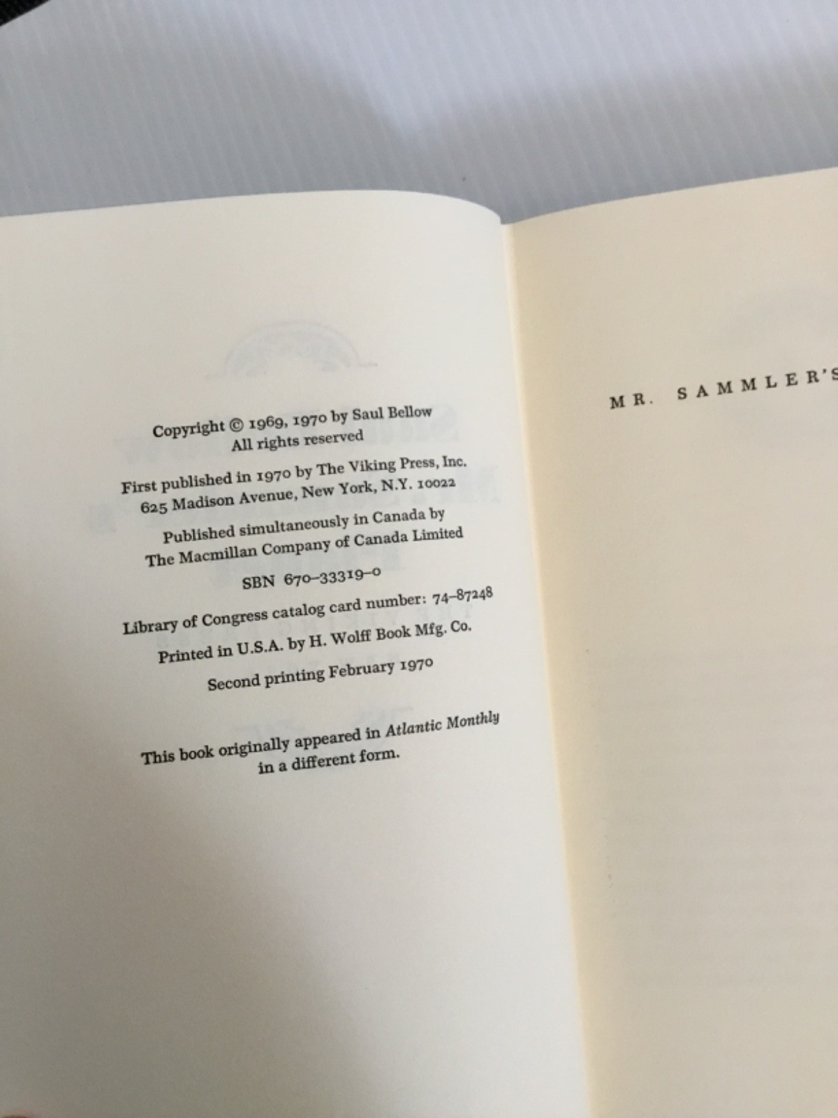 Saul bellow 3 book lot Him With His Foot in His to jerusalem, mr. sammlers hcdj