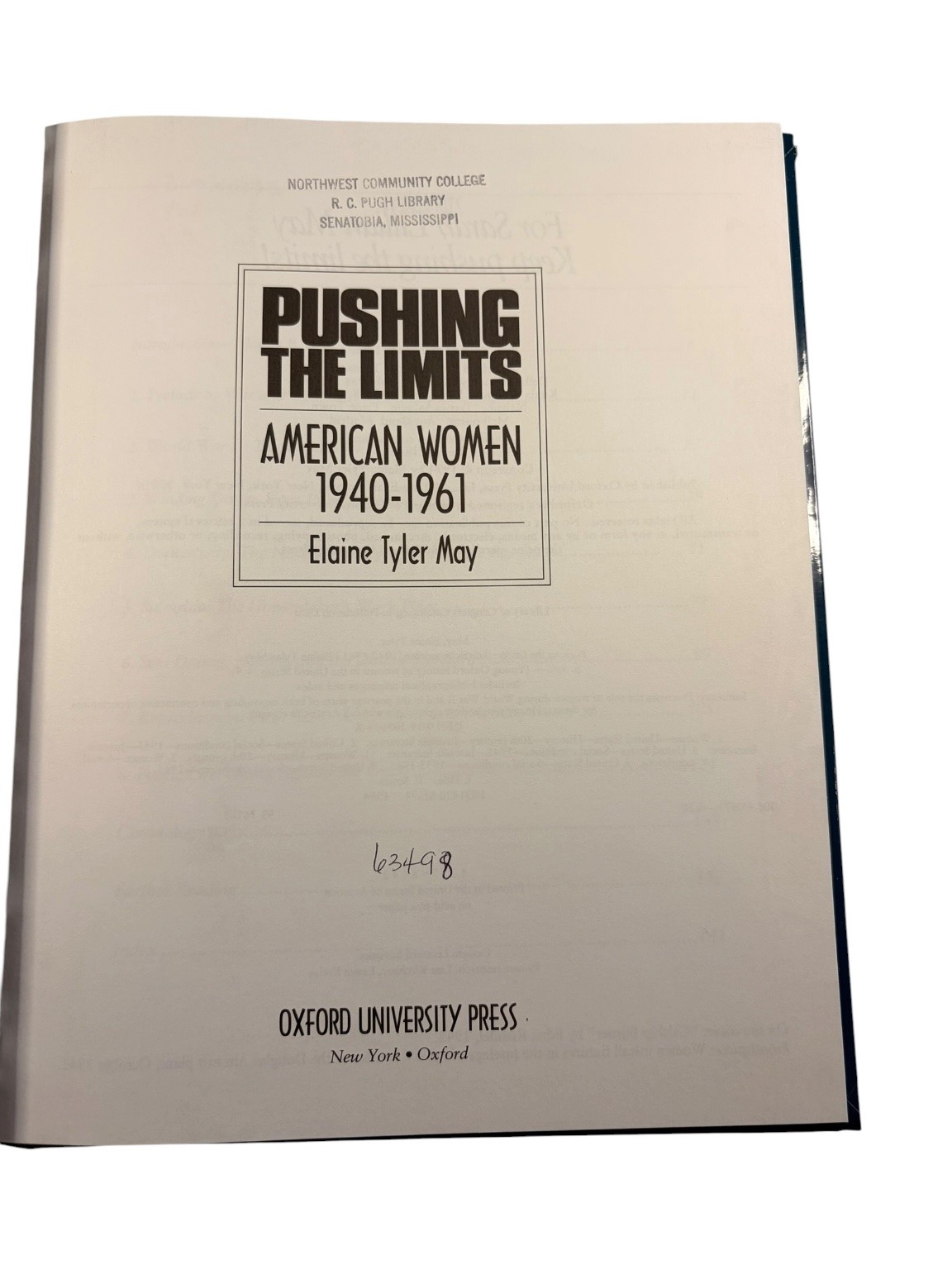 Pushing the Limits American Women 1940-1961 Elaine Tyler May Oxford History