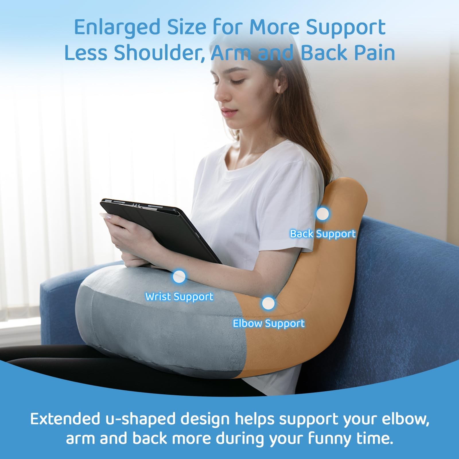 Pyurifai Crochet Pillow for Lap Support – Reading 26*22*9.5 inches, Grey