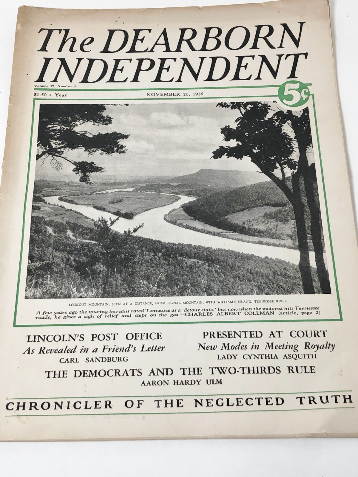 The Dearborn Independent Magazine Nov. 20 1926 Vol. 27 No. 5 The Neglected Truth