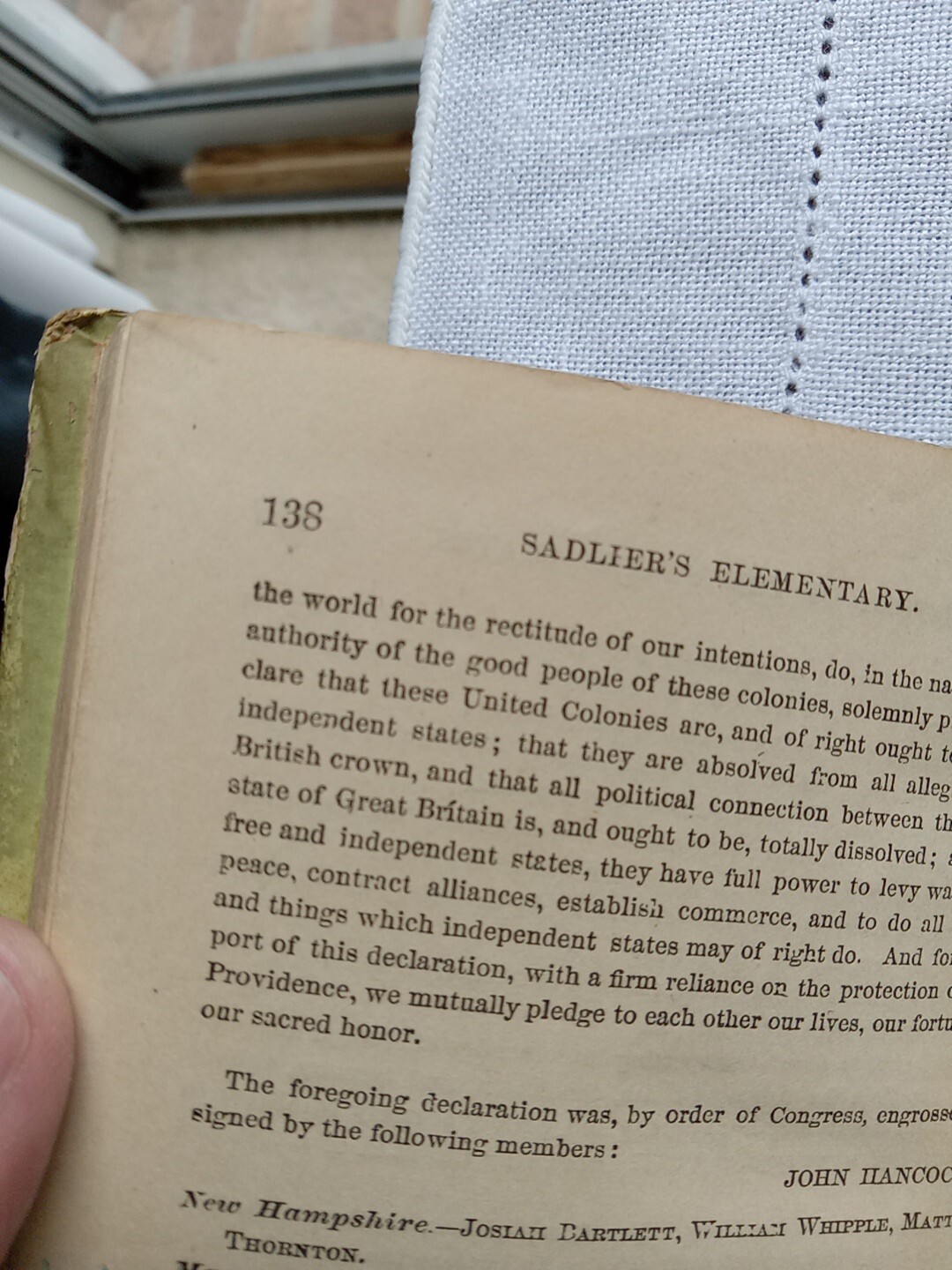SADLIER’S ELEMENTARY HISTORY OF THE UNITED STATES 138 Pages 1ST. ED. 1877