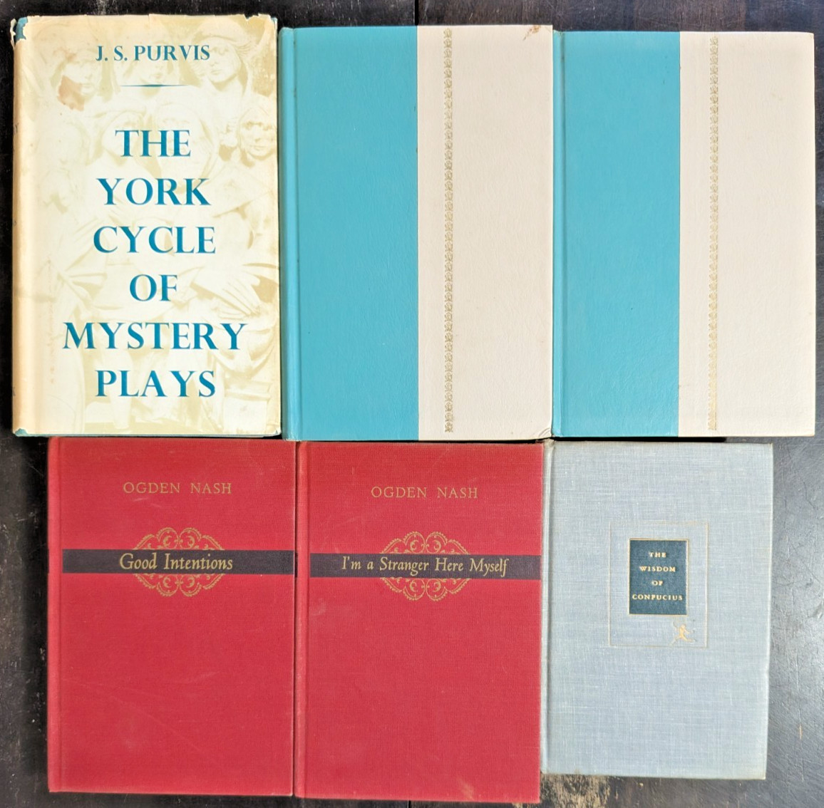 6 Book Lot Antique Vintage Hardcover Mid Century Shelf Home Decor Staging Set