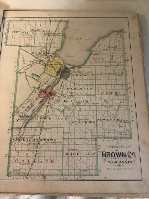 Wisconsin Atlas Plat Book Brown County 1889 History Color Maps Green Bay De Pere