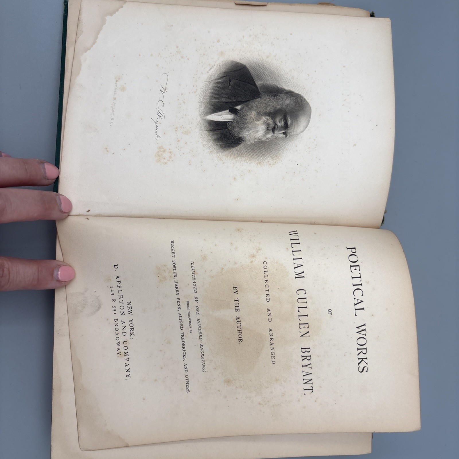 Bryant’s Poetical Works 1878 William Cullen Gilt New York Appleton HC Green