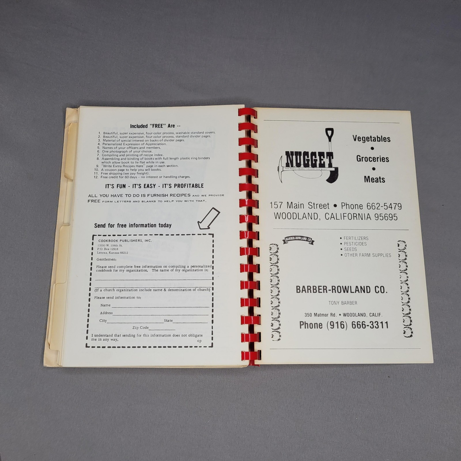 Vintage Yolo General Hospital Auxiliary Incredible Edibles Cookbook Woodland CA