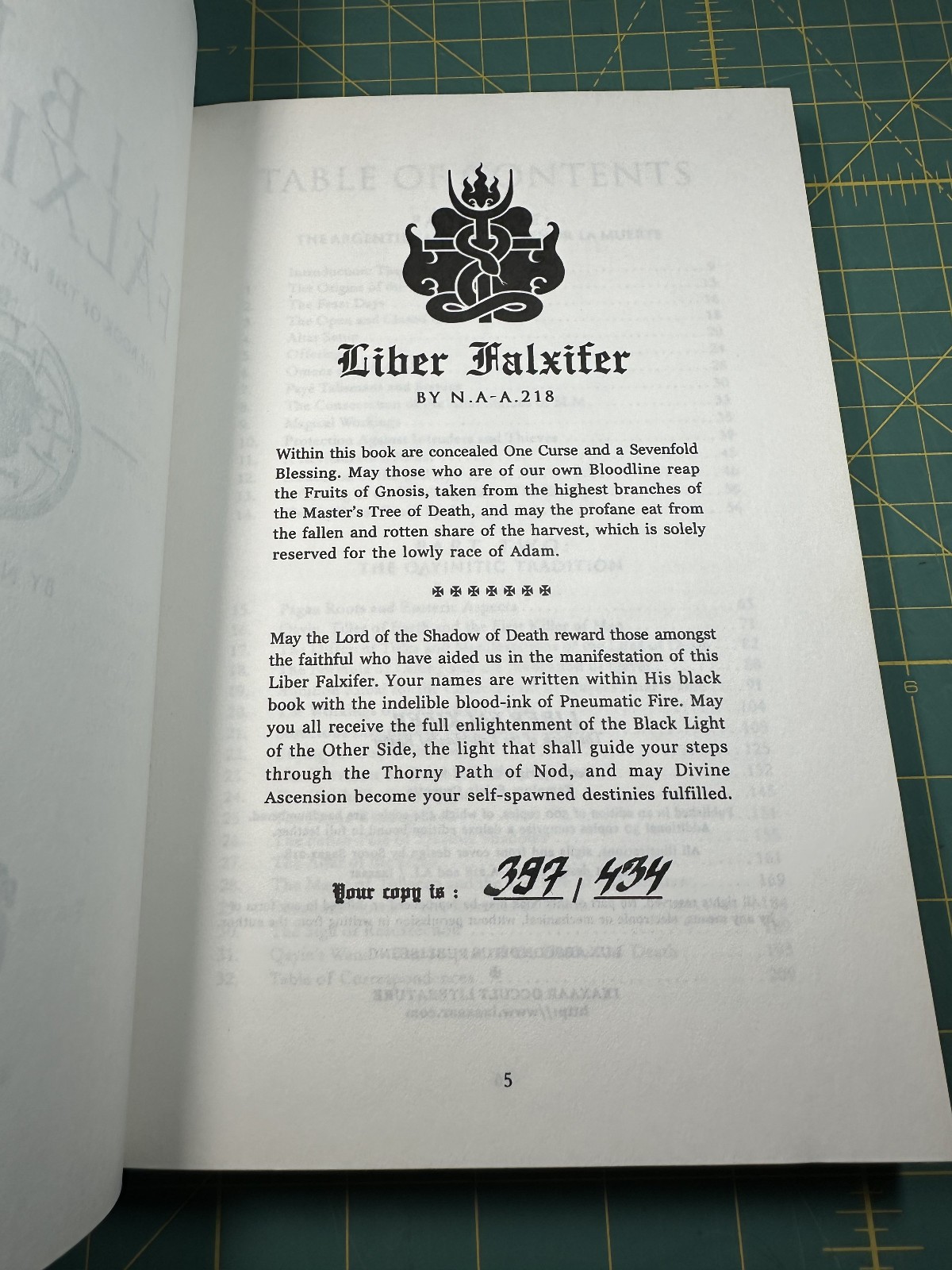 Liber Falxifer Ixaxaar By N.A-A.218 The Book Of The Left Hand Reaper #397/434