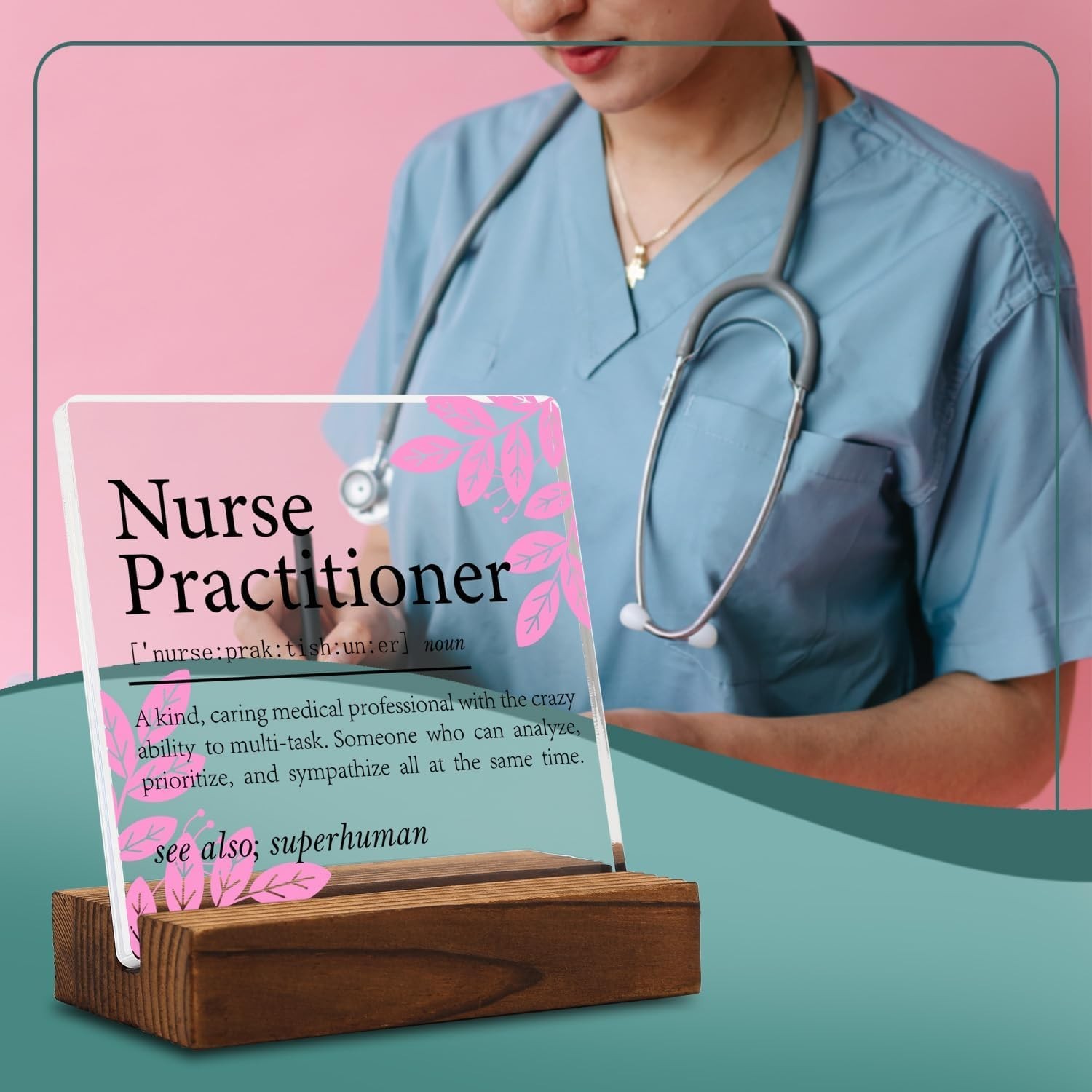 Clear Acrylic Nurse Practitioner Appreciation Sign for Office Decor – 4.7×2.7in